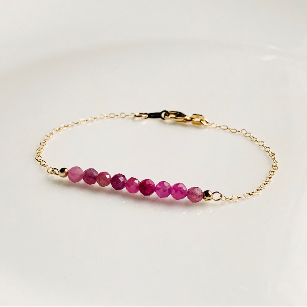 Natural Ruby Gemstone Bracelet Gold Filled - image 3